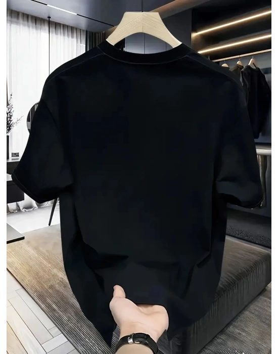 Bisiklet Yaka Tişört Yaratıcı Karikatür Baskı - Yumuşak Polyester Her Mevsim - Siyah