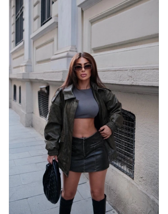 Suni Deri Pilot Ceket