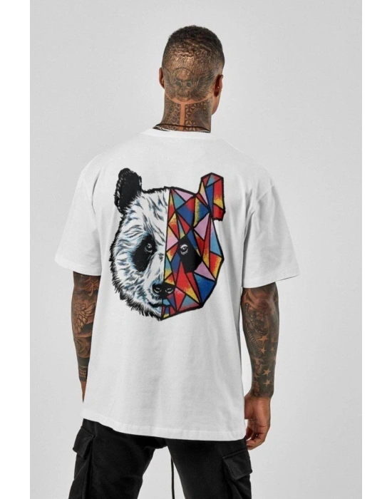ERKEK Baskılı Oversize T-Shirt - Beyaz