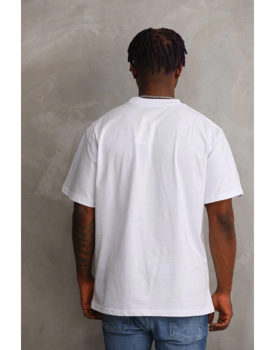 ERKEK Baskılı Oversize T-Shirt - Beyaz