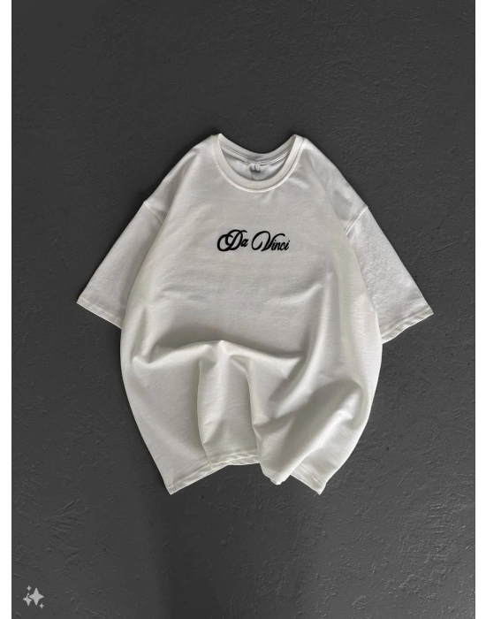 ERKEK Baskılı Oversize T-Shirt - Beyaz