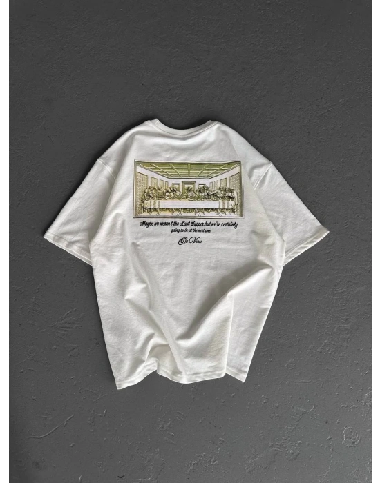 ERKEK Baskılı Oversize T-Shirt - Beyaz