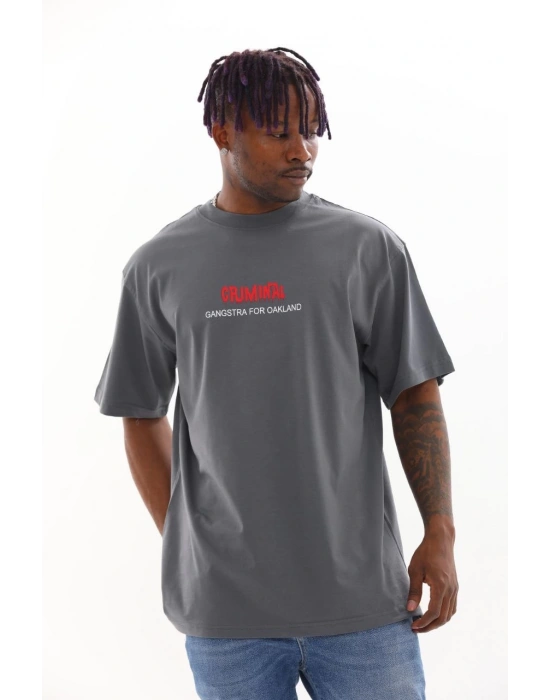 ERKEK Baskılı Oversize T-Shirt - Füme