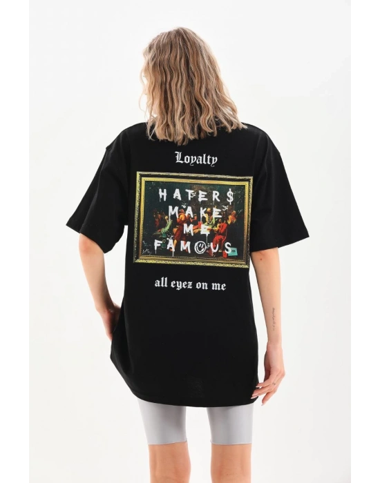ERKEK Baskılı Oversize T-Shirt - Siyah