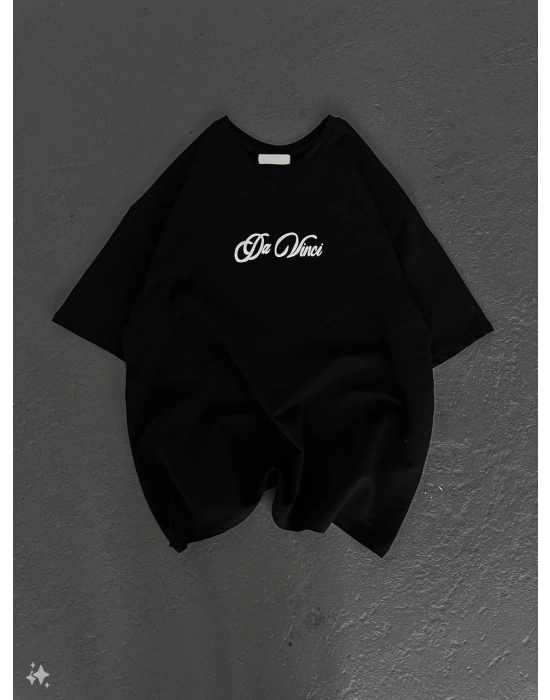ERKEK Baskılı Oversize T-Shirt - Siyah