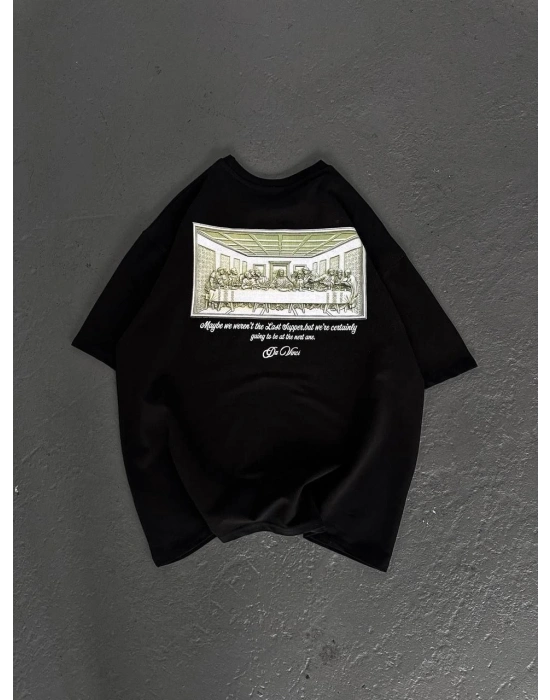 ERKEK Baskılı Oversize T-Shirt - Siyah