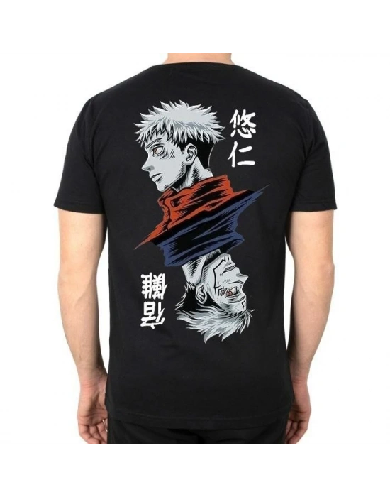 Erkek  Bisiklet Yaka Baskılı Oversize T-Shirt - Siyah