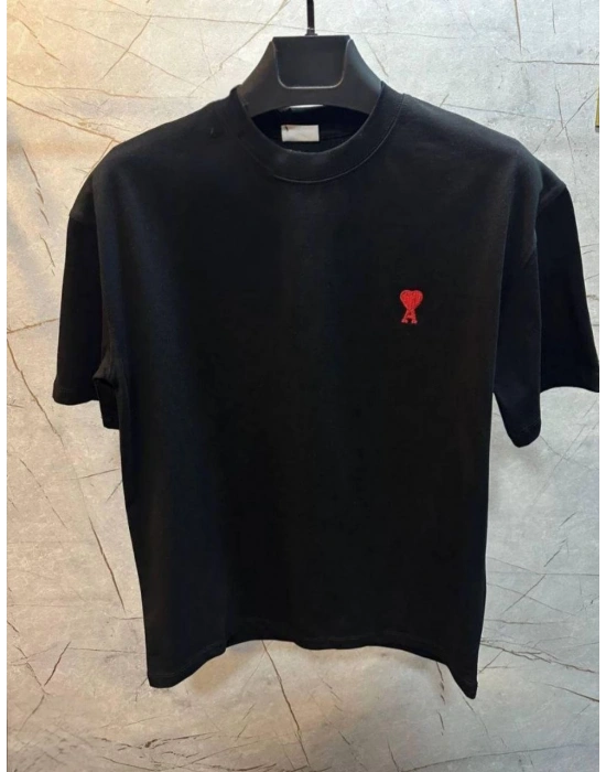 ERKEK Bisiklet Yaka Baskılı Oversize T-Shirt - Siyah