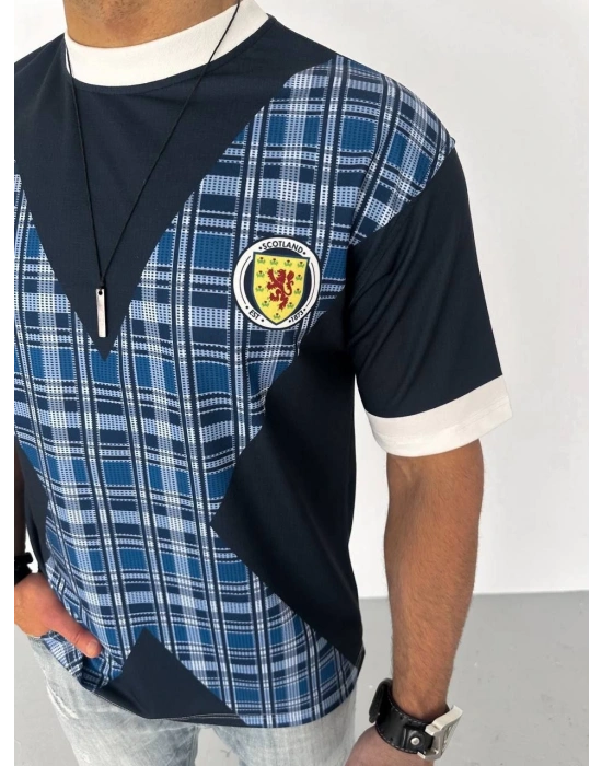 ERKEK Bisiklet Yaka Baskılı Oversize T-Shirt - Siyah