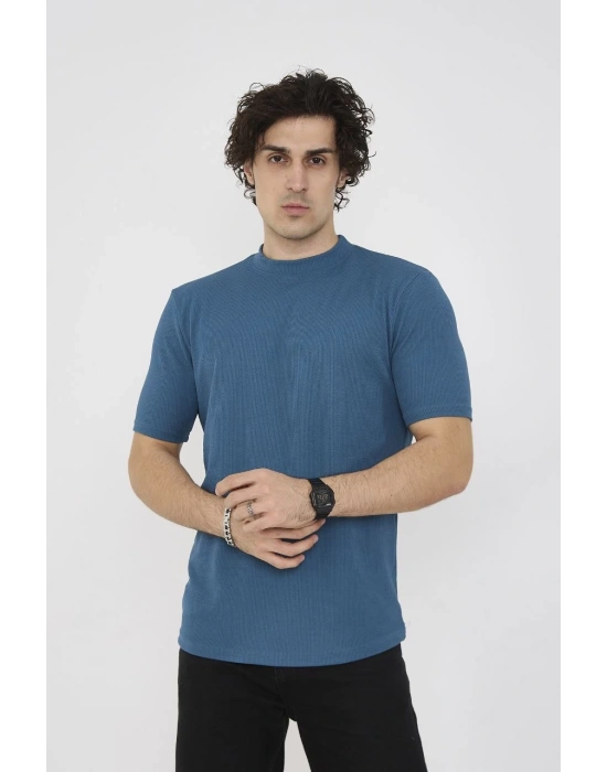 ERKEK Bisiklet Yaka T-Shirt- Turkuaz