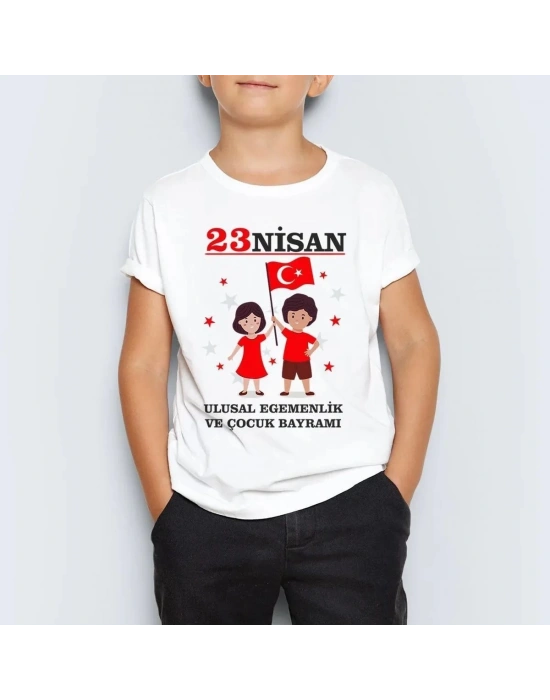 Unisex Çocuk Baskılı T-Shirt - Beyaz