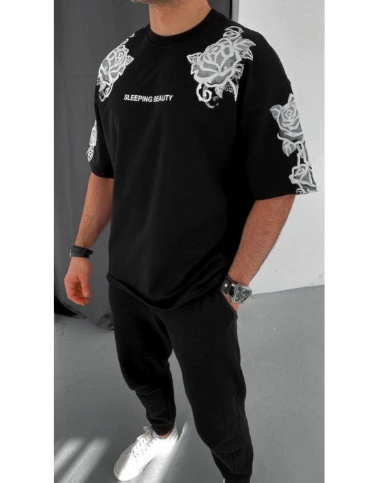 ERKEK Baskılı T-Shirt - Siyah