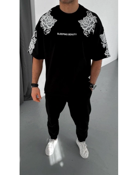 ERKEK Baskılı T-Shirt - Siyah