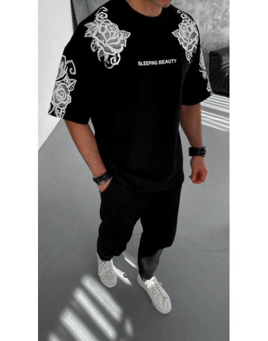 ERKEK Baskılı T-Shirt - Siyah