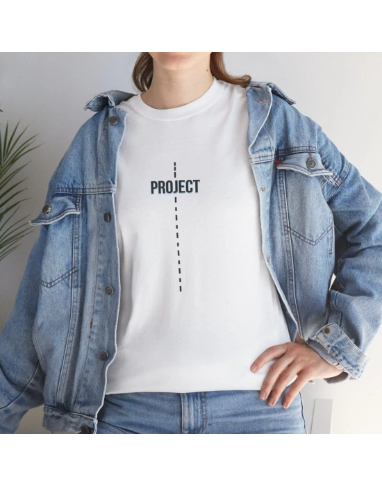 Kadın Bisiklet Yaka Baskılı T-Shirt - Beyaz