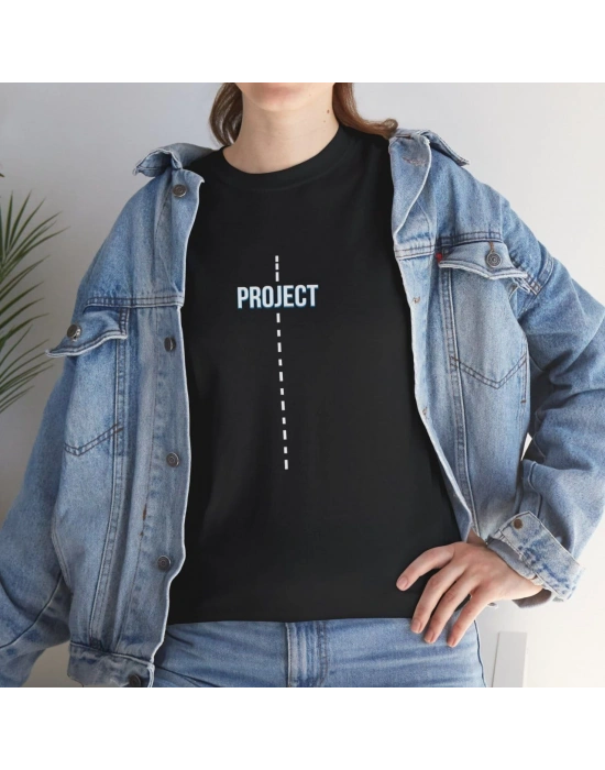 Kadın Bisiklet Yaka Baskılı T-Shirt - Siyah