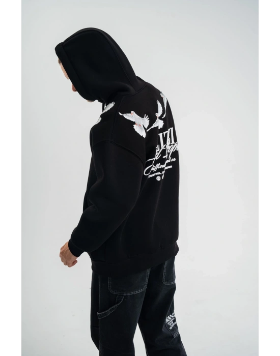 ERKEK Uzun Kol Bisiklet Yaka Yıkamalı SweatShirt - Siyah