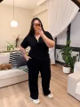 Fermuar Detaylı Modal Takım - Siyah