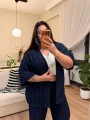 Desenli Esnek Kimono Takım - Lacivert