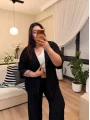 Desenli Esnek Kimono Takım - Siyah