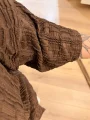 Desenli Esnek Kimono Takım - Kahverengi