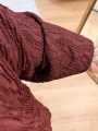 Desenli Esnek Kimono Takım - Bordo