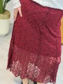 Dantel Detaylı Esnek Astarlı Etek - Bordo