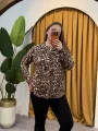 Hakim Yaka Esnek Pamuklu Penye Gömlek - Leopar