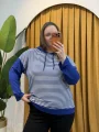 Kapüşonlu Çizgili Sweatshirt - Mavi