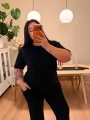 Kısa Kol Modal Shine İkili Takım - Siyah