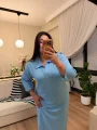 Polo Yaka Modal Basic Elbise - Mavi