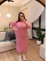 Polo Yaka Modal Basic Elbise - Pembe