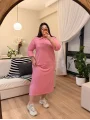 Polo Yaka Modal Basic Elbise - Pembe