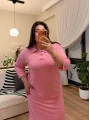 Polo Yaka Modal Basic Elbise - Pembe