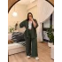 İkili Bürümcük Kimono Takım - Haki