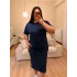 Kısa Kollu Modal Shine Elbise - Lacivert