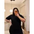 Kısa Kollu Modal Shine Elbise - Siyah
