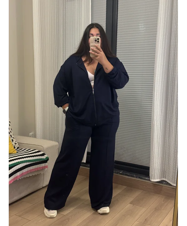 Fermuarlı Esnek Modal Takım - Lacivert