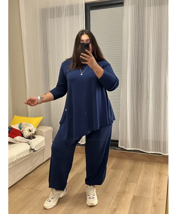 Premium Arma Detaylı Modal Eşofman Takımı - Lacivert