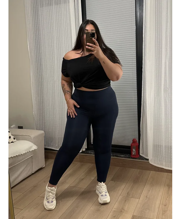 Şardonlu Yüksek Bel Toparlayıcı Oysho Tayt - Lacivert