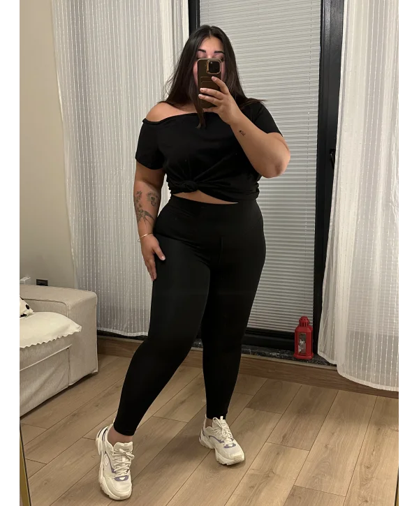 Şardonlu Yüksek Bel Toparlayıcı Oysho Tayt - Siyah