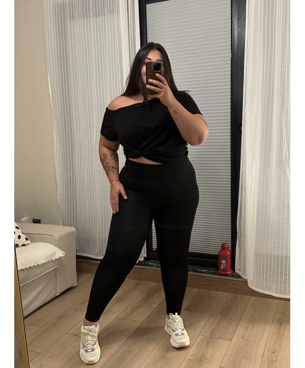 Şardonlu Yüksek Bel Toparlayıcı Oysho Tayt - Siyah