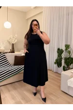 Sıfır Kol Modal Kumaş Cepli Elbise - Siyah