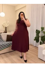 Sıfır Kol Modal Kumaş Cepli Elbise - Bordo