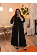 Biye Detaylı Maxi Modal Elbise - Siyah