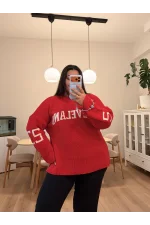 Clv Oversize Triko Kazak - Kırmızı