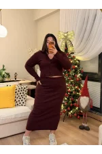 Etekli Esnek Triko Takım - Bordo ( ÖN SİPARİŞTİR KARGO ÇIKIŞ TARİHİ 10 EKİM)