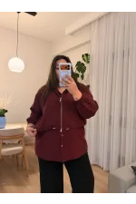 Fermuarlı Gömlek Ceket - Bordo