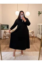 Geniş Kesim Basic Modal Elbise - Siyah