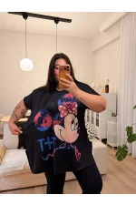 Geniş Kesim Penye Bluz - Pembe Minnie